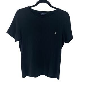 Ralph Lauren Sport Short Sleeve Crewneck Logo Embroidered Tee Black Womens XL
